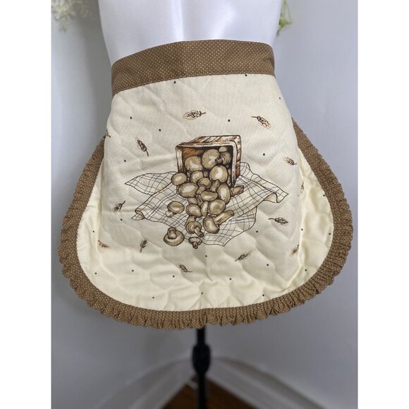 Country Farm House Apron Mushroom Design Quilted Ruffled by Franco Reversible - Picture 1 of 16